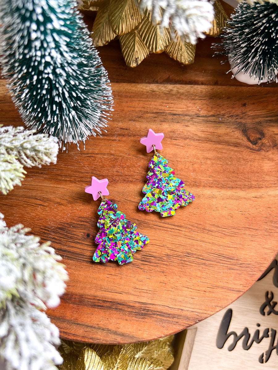 Christmas Party Trees - Green/Purple