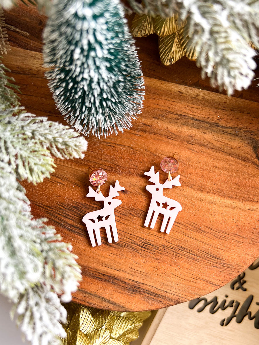 Scandi Reindeer Dangles - Pink/Rose Gold