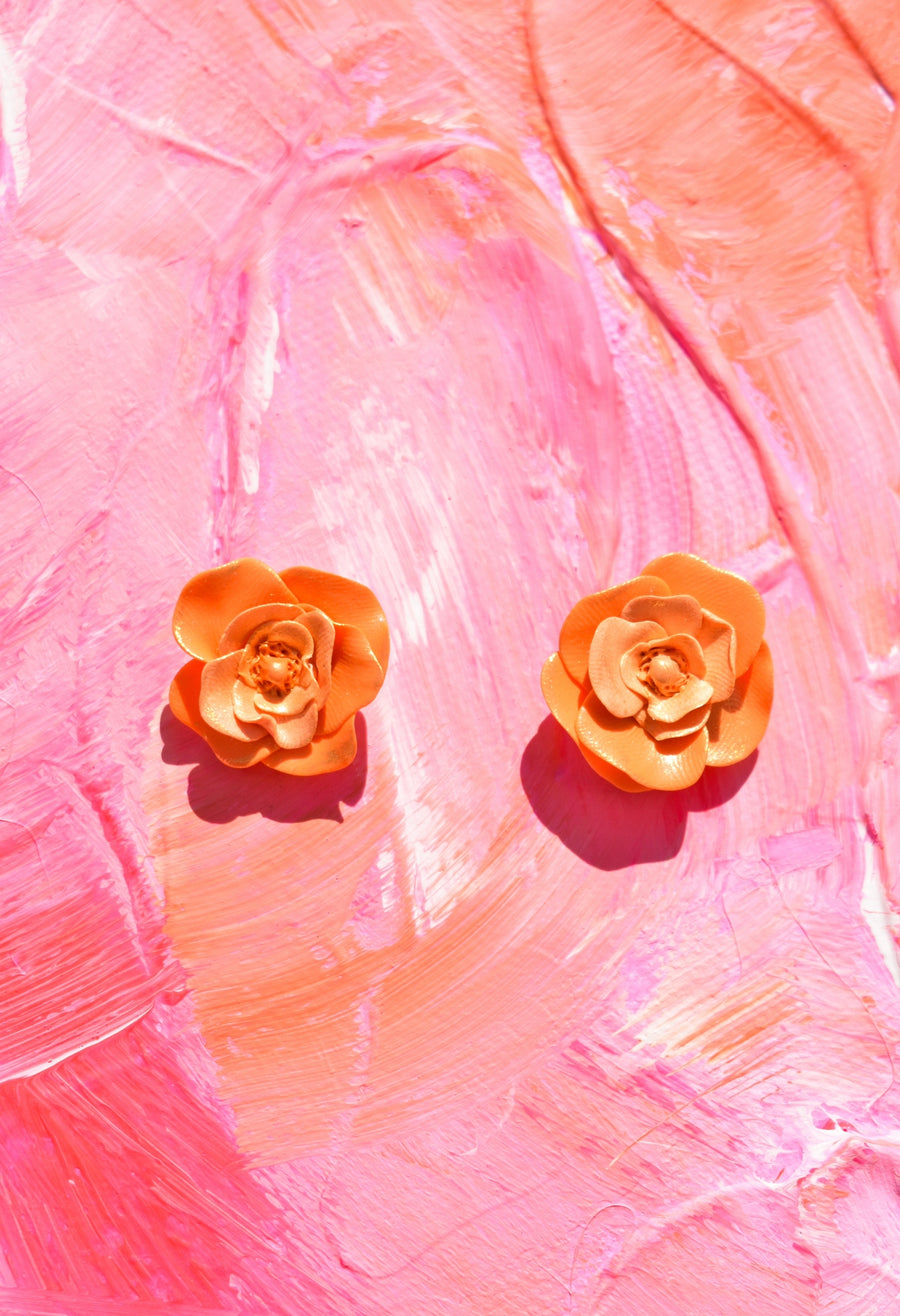 Peachy Floral Studs